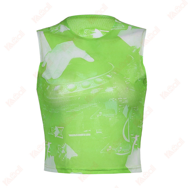 green shoulder strap tank tops